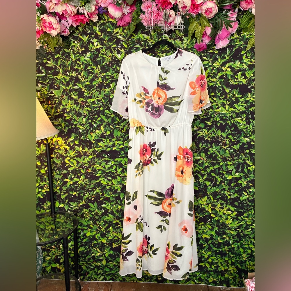 Floral Print White Dress